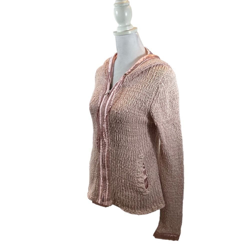 Ladies Moth Brand Pink Knit Full Zipper Hooded‎ Cardigan Sweater Size Small